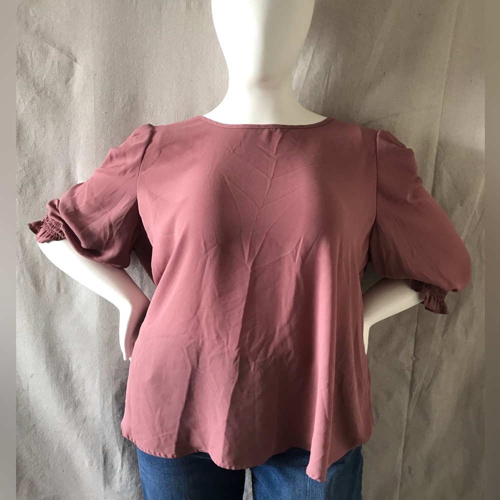 SHEIN Unity Plus Solid Flounce Sleeve Blouse dusty pink 4XL